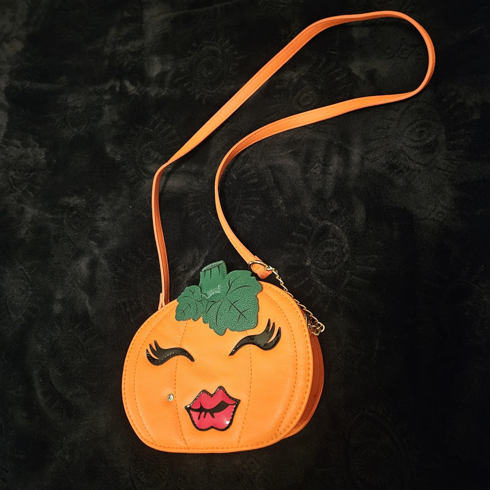 Betsey Johnson Orange Pumpkin Crossbody Bag